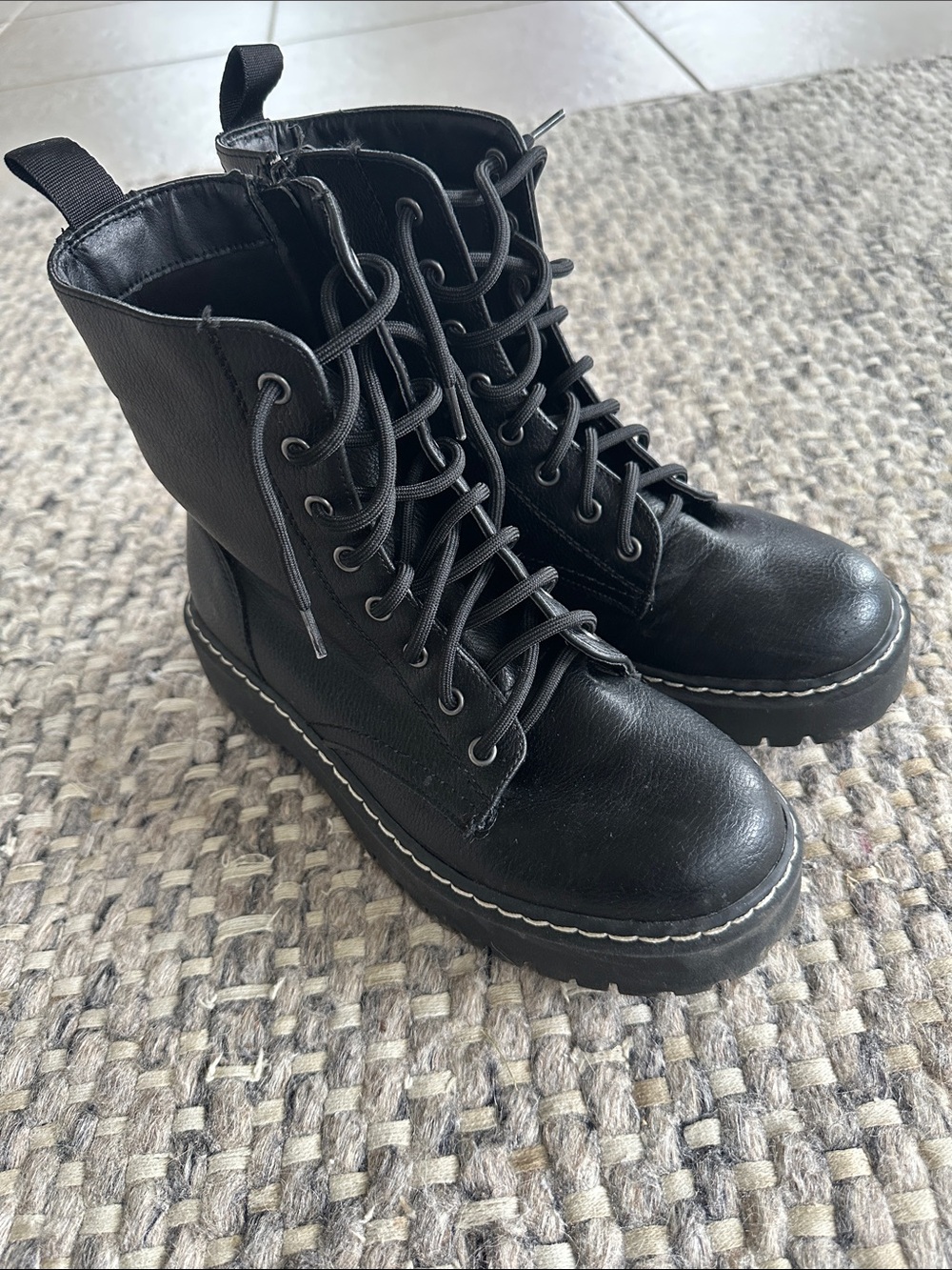 Sincerely Jules Black Lace-Up Combat Boots